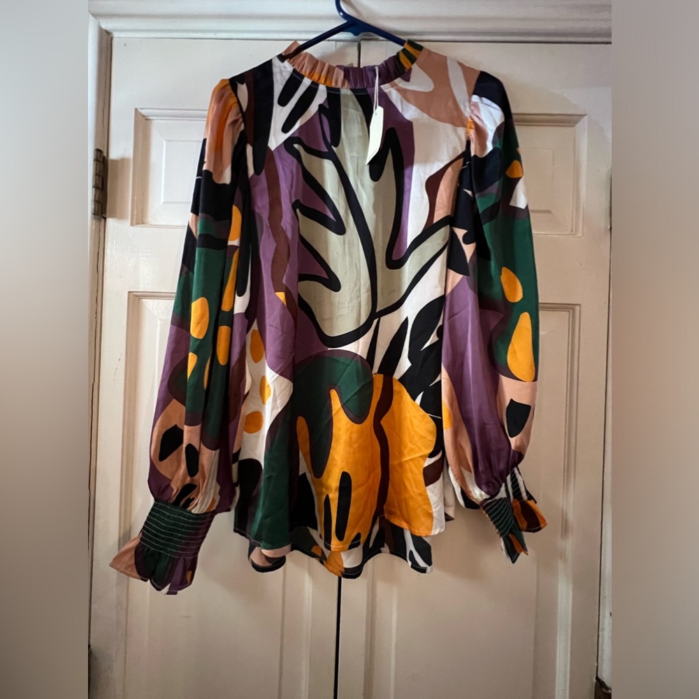 Colorful Abstract Long Sleeve Blouse